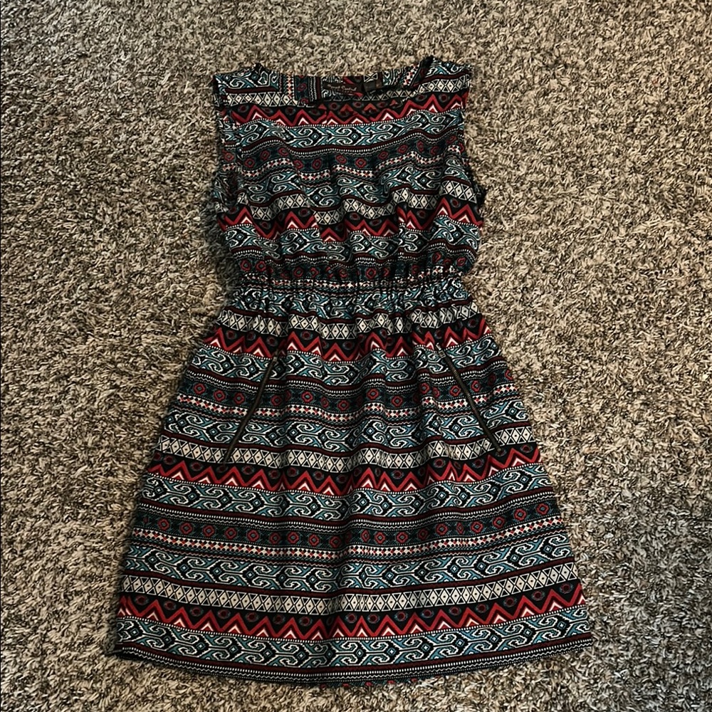 Speed Control Black and Gray Pleated Sundress Sleeveless